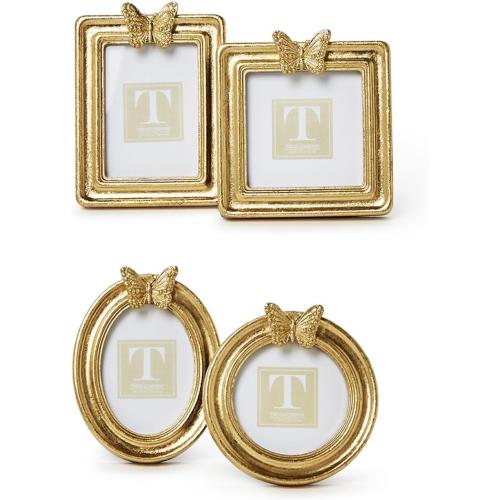 Two's Company Golden Butterfly Photo Frames, Resin, Set of 4