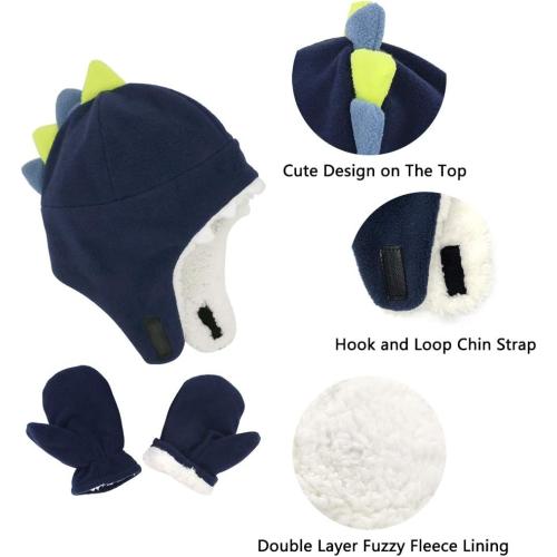 Baby Boy Sherpa Hats and Mittens Set Toddler Gloves Warm Fleece Winter Hat Baby Girl