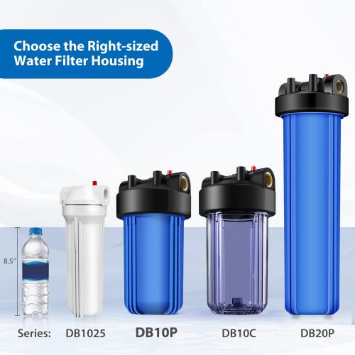 SimPure DB10P 10 *4.5 Whole House Sediment Water Filter Housing | Universal Sediment & Carbon Filter Housing | 1 NPT Port with Pressure Release Button | Well and City Water Pre-Filter