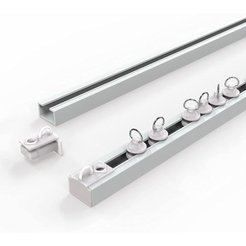 UrbanRed Self Adhesive Ceiling Curtain Track Ceiling Mount, Track for Curtains 9.8FT (3m) for Smooth Wall - No Drill, Screws, Adhesive Curtain Rod (Non-Flexible)