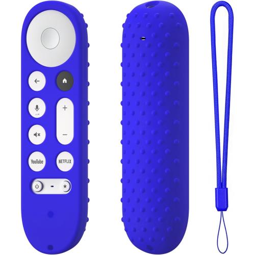 Silicone Cover Case for Google TV Streamer 4K Google TV (4K) Voice Remote 2024 Remote Cover Anti-Slipping Silicone Case (Blue)