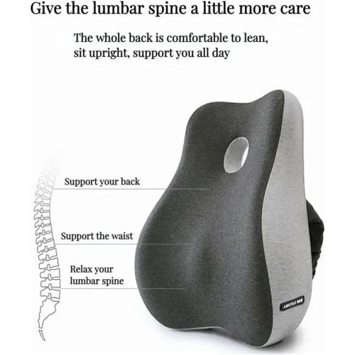 Memory Foam Office Chair Cushion Car Seat Support Waist Pillow Massage Lumbar Orthopedic Pillow Buttock Coccyx Cushion Back Pads(Lake Blue)