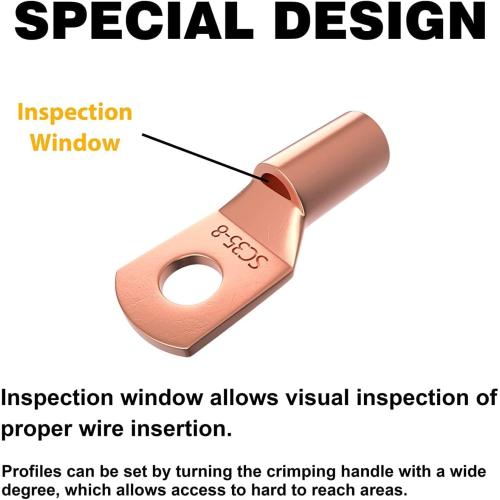 Sanuke Battery Cable Lug Crimping Tool for AWG10-1/0, Wire Crimper with 78pcs Copper Lug Ring Terminal Connectors, 110pcs Heat Shrink Tubing, Electrical Wire Crimping Tool Set
