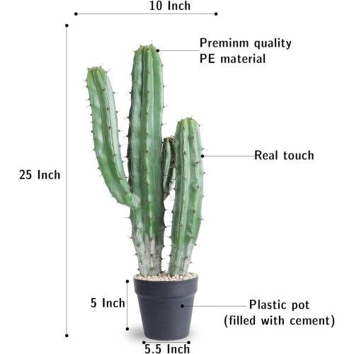 Size 25 Artificial Cactus Fake Big Cactus 25 Inch Faux Cacti Plants for Home Garden Office Store Decoration