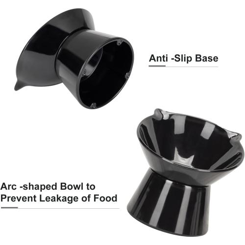 Detachable Elevated Cat Bowls, 15° Tilted Raised Cat Food Bowl Anti-Vomiting,Whisker Friendly, Adjustable Cat Dishes for Protecting Spine,Adult Kitten