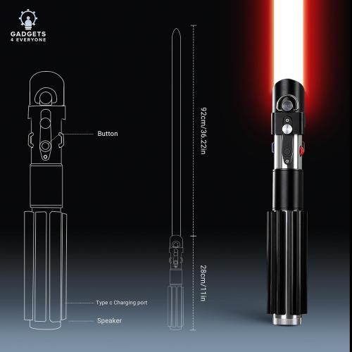 SaberLabs Lightsaber with Bluetooth App, Smooth Swing, 16 Sound Fonts, 3 Light Effects, Infinite Color Change and Motion Control. Light Saber for Adults and Cosplay. (RGB-DV)