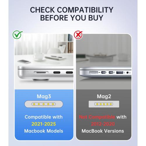 140W Charger for MacBook Pro 16/14 inch Mac Air 15/13 inch 【Original Quality】 2021-2025 M1–M4 2m/6.6FT Magnetic 3 Cable LED & Type C Fast Charger Power Adapter (Between 2021-2025)