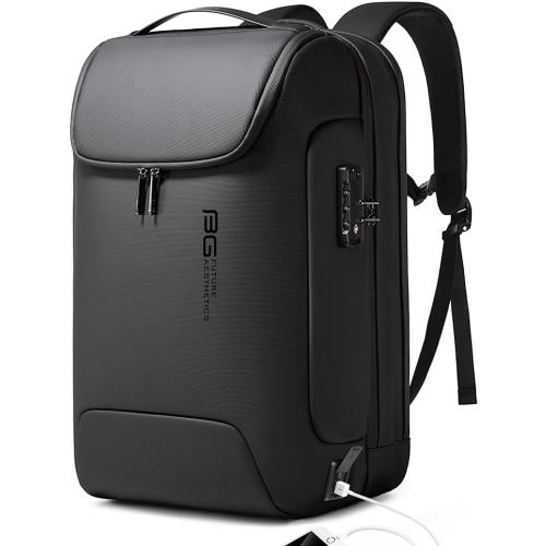 Color Black BANGE Men's Anti-Theft Backpack,Waterproof Fashion Travel Backpacks,High Tech Backpack with USB3.0 Charging Port,Business Laptop Backpack Fits 17.3 Inch Notebook…