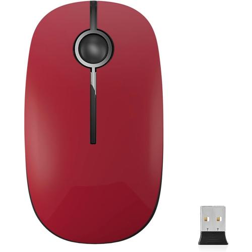 VssoPlor Wireless Mouse, 2.4G Slim Computer Laptop Mouse, Black and Red | Portable Mouse, Plug & Play USB Nano Receiver, Quiet Silent Optical Mice for Notebook, PC, Laptop, Computer, Windows, Mac