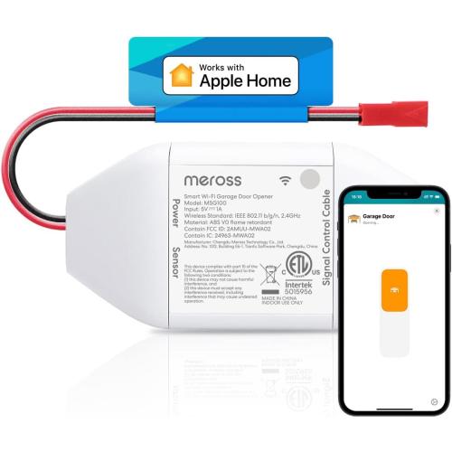 meross Smart Garage Door Opener Remote, Compatible with Apple HomeKit, Amazon Alexa, Google Assistant, CarPlay and SmartThings, No Hub Needed