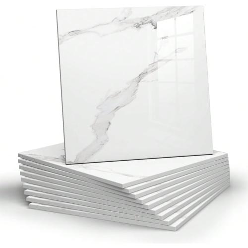 10pcs Marble Peel and Stick Backsplash Waterproof Washroom Wall Panels, Peel and Stick Tile, PVC Wall Panels for Kitchen (White and Grey, 11.8 x 11.8 x2.5MM x 10Pack)