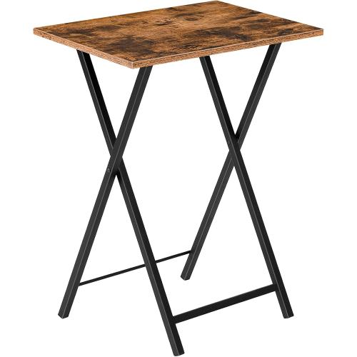 HOOBRO TV Table, TV Tray, Stable Snack Table for Small Space, Portable Sofaside Desk, Easy Assembly , Ideal for Snacks and Meals in Living Room, Rustic Brown and Black