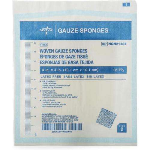 Medline Gauze Sponge Sterile 12 Ply, 50 Count (Pack of 4 )