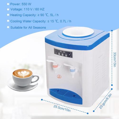Top Loading Water Cooler Dispenser, Countertop 5 Gallon Hot Cold Water Dispenser for Home and Office, White