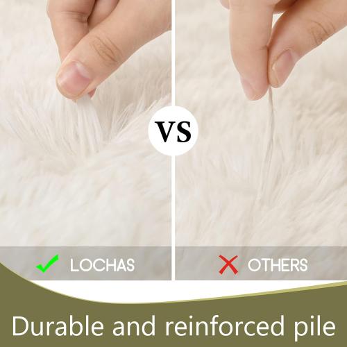LOCHAS Ultra Soft Indoor Modern Area Rugs Fluffy Living Room Carpets for Children Bedroom Home Decor Nursery Rug 4x6 Feet, White