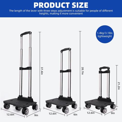 Backpack Trolley, Wheeled Folding Luggage Travel Cart Aluminum -Roller Carrier for Backpack/Schoolbag/Boxes(5 Wheels Detachable)