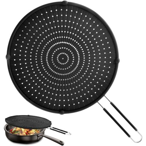 Splatter Screen for Frying Pan, Grease Splatter Guard, Heat-Resistant Splatter Guards for Frying, Silicone Splatter Guard for Everyday Cooking, Dishwasher Safe
