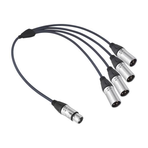 2Feet 3Pin XLR 1 Female to 4 Male Y Splitter Audio Cable,4Way-1 XLR Single Input to Four Output Parallel Connection Cable for Microphone, Audio Player, Power Amplifier, Mixing Console DMX
