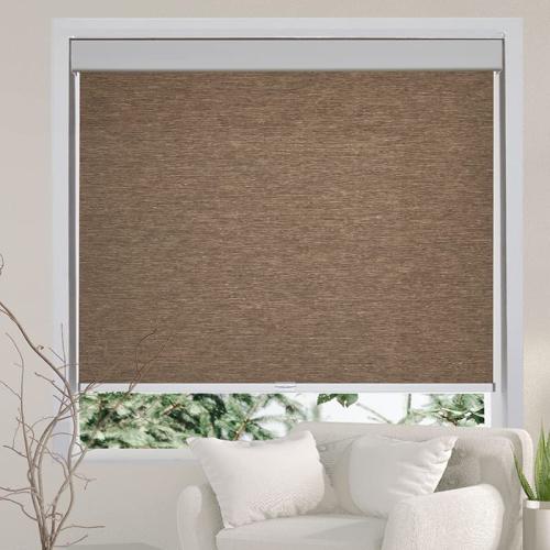 Persilux Cordless Roller Blinds - Light Filtering, Free-Stop, Thermal Insulation for Windows (Brown, 32 W x 72 H) Natural Woven Fabric Privacy Shades for Home, Office