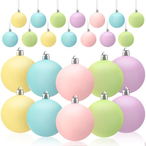 Gejoy 30 Pcs Pastel Christmas Bulbs Ornaments 2.36'' Pastel Candy Christmas Decorations Shatterproof Macaron Xmas Tree Balls Hanging Ornaments Pink Green Yellow Blue Rainbow Xmas Tree Decor