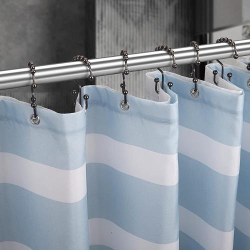 Titanker Shower Curtain Hooks Rings, Rust-Resistant Metal Double Glide Shower Hooks for Bathroom Shower Rods Curtains, Set of 12 Hooks - Bronze