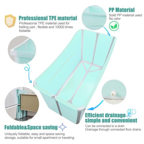 Large Foldable Bathtub for Toddler Collapsible Baby Bathtub Portable Bath tub Lightweight for Children Twins Petite Adult