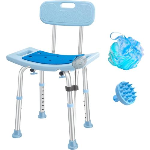 Shower Chair for Inside Shower with Removable Back, Adjustable Shower Stool