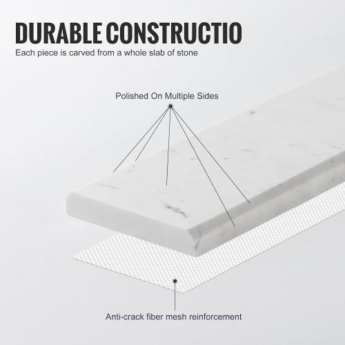 Natural White Marble Threshold 4x30 Inch - Waterproof Floor Transition Strip with Non-Slip Surface for Bathroom Shower, Doorways & Room Dividers