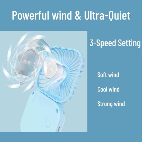 Portable Fan Foldable Mini Handheld Hanging Neck Fan with Lanyard USB Rechargeable Hands Free 3 Wind Speed Desk Fan Indoor Outdoor (White)