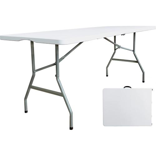 6 Foot Folding Table 6ft Fold in Half Heavy Duty Plastic Foldable Table, 72 inch Portable Table with Handle,Indoor Outdoor 6‘ Utility Card Tables for Picnic, Party, Dining. ( damaged see the pictures)