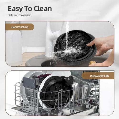 Chicken Shredder with Detachable Plate,Large Meat Shredder Tool Twist with Transparent Lid&Brush,Visible Meat Shredder Machine, Strong Anti-Slip Strip,Ergonomic Handle, BPA Free (Black)