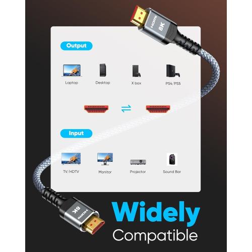 Highwings 8K HDMI Cable Long 2.1 30FT/9M, 48Gbps High Speed HDMI 4K120 144Hz Dynamic HDR 10 eARC HDCP 2.2&2.3 Compatible for PS5, Blu-ray Player and Monitor