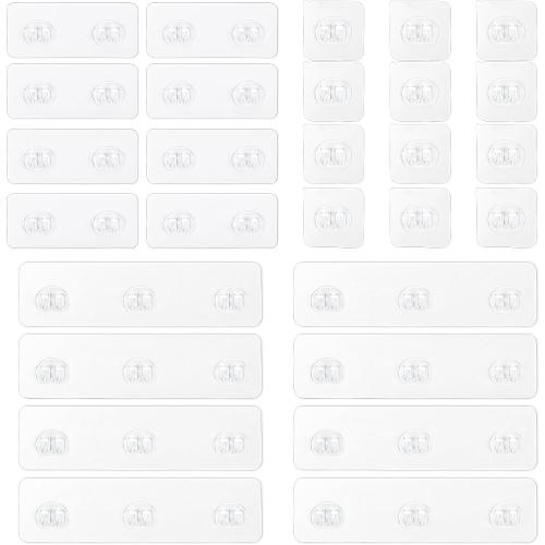 BTYMS 28 Pcs Transparent Shower Caddy Adhesive Replacement in 3 Sizes, No Drill & Waterproof Shower Shelf Hooks，Strong Adhesive Strips for Bathroom Storage Shelves & Kitchen Racks