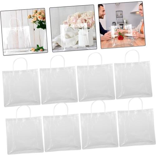 WATIIFUFU 10pcs Pvc Handheld Tote Bags for Weddings Parties and Grocery Shopping Portable Bags Ample Capacity and Elegant Design