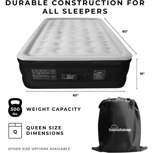SoundAsleep Dream Series Raised Queen Air Mattress, Built-in Pump, Black