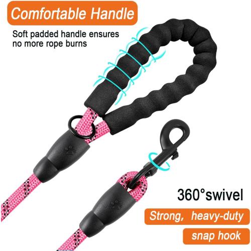 BARKBAY Dog Leashes for Large Dogs Heavy Duty Dog Leash 2 Pack 5 FT with Comfortable Padded Handle Highly Reflective Threads for Medium Large Dogs Walking Training Running (5FT-1/2,Pink Black)