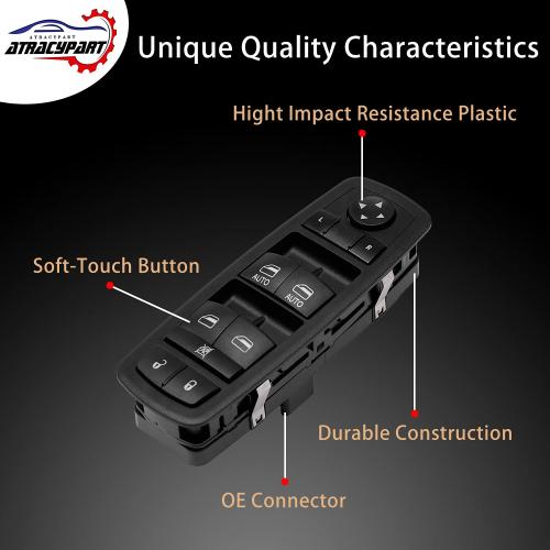 Master Power Window Switch | 3 PINS   0 PINS Check Required | Replacement for 2010 – 2011 Chrysler Town & Country Dodge Grand Caravan | Replaces# 04602535AH, 04602535AI