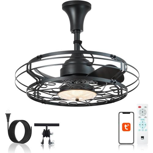 Orison Outdoor Ceiling Fan with Light, 21 Gazebo Fans Outdoor Hanging, Plug in Ceiling Fan for Pergolas Canopy Patio, Waterproof Outdoor Fans with Remote/APP Control, Wet Rated