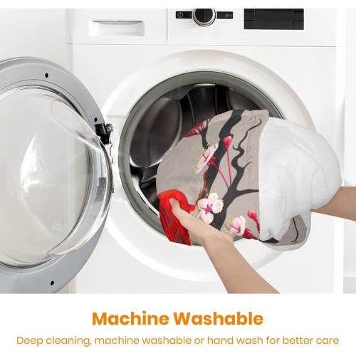 JOOCAR Flannel Throw Blanket Cardinals Birds Cherry Flowers Cozy&Soft Plush Blankets for Bed Couch Living Room Sofa Chair