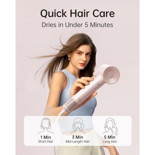 Laifen SE Lite Hair Dryer, Negative Ionic Blow Dryer with 100,000 RPM Brushless Motor for Fast Drying, High-Speed Low Noise Thermo-Control Hairdryer with Lightweight Design for Home/Portable Travel