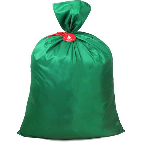 BeeGreen Giant Santa Sack Bag, Extra Large 56 H x 40 W for Huge Christmas Gifts, Reusable Fabric Gift Bags with Name Tag Card and Rope for Christmas