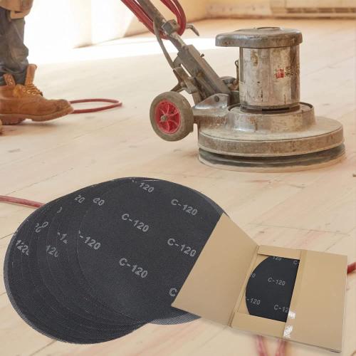 HUAALIUCHE 17 Sanding Screen Discs - Mesh Floor Sanding Screen - Black Silicon Carbide - for Wood Floors (10 Pack, 120 Grit)