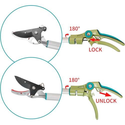 GARTOL 32 Inch Cut and Hold Pole Pruner - Lightweight Long Reach Tree Trimmer with Snip and Grip Technology, 1/2 Inch Cutting Capacity, One-Hand Use Fruit Picker for Roses, Persimmons & Tall Branches
