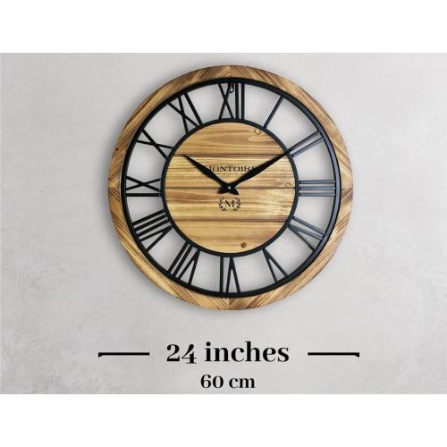 Practical Wooden Farmhouse Wall Clock, Artificial Clock, Suitable for Living Room, Office and Home Decoration(Roman Numeral)