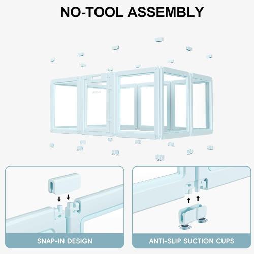 Clear Acrylic Dog Playpen with Door - 24 Inch Tall Puppy Playpen - Easy Assemble Pet Fence - 12 Panel Indoor Dog Play Pen for Puppies/Small (24 Inch High, 12 Panel)