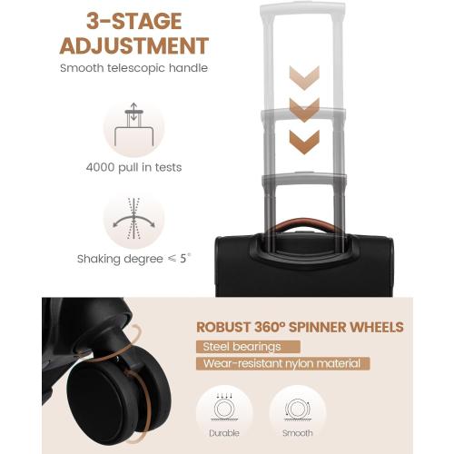 LOVEVOOK Carry On Luggage 22x14x9 Airline Approved, 20 Inch Softside Suitcases with Wheels, Lightweight Spinner Carry on Suitcase with TSA Lock, Water-Resistant Large Capacity Luggage for Travel