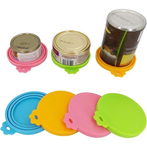 Food Can Lids, 4 Pcs Silicone Pet Food Can Covers for Dog & Cat Food, One Tin Cap Fit Most Standard Size Dog Cat Food Canned（Multicolor）…