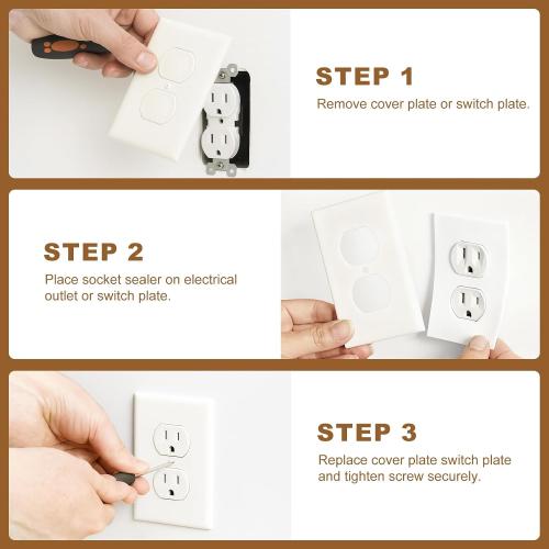 Outlet Insulators Draft Sealers - 4 Sizes EVA Foam Socket Insulation Gaskets | Universal Electric Switch Wall Plate Covers for Energy Saving, Draft Blocking (White, Quadruple 5 Pack)
