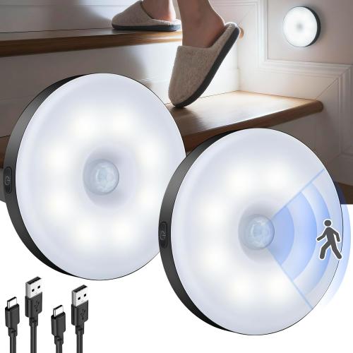 DWEPTU Motion Sensor Night Light 2 Pack LED Night Lights, Dusk to Dawn Motion Sensor for Bedroom, Bathroom, Toilet, Stairs, Kitchen, Hallway
