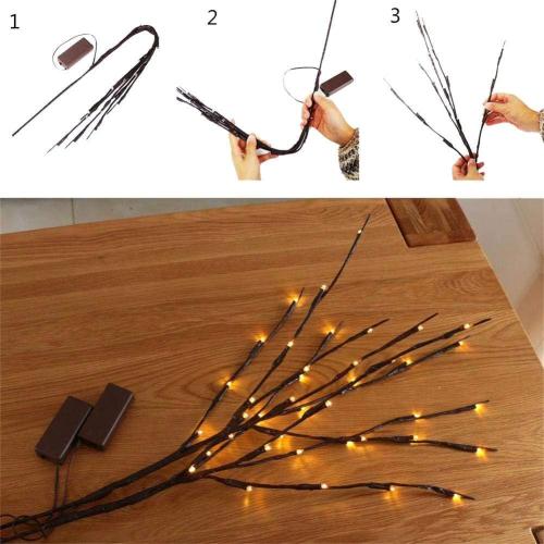 1 Pack Decorative LED Lighted Branch Lights Battery Operated Artificial LED Twig Branches Decoration for Home Room Decor Christmas Vase (Warm White, 29.5 Inches, 20leds)